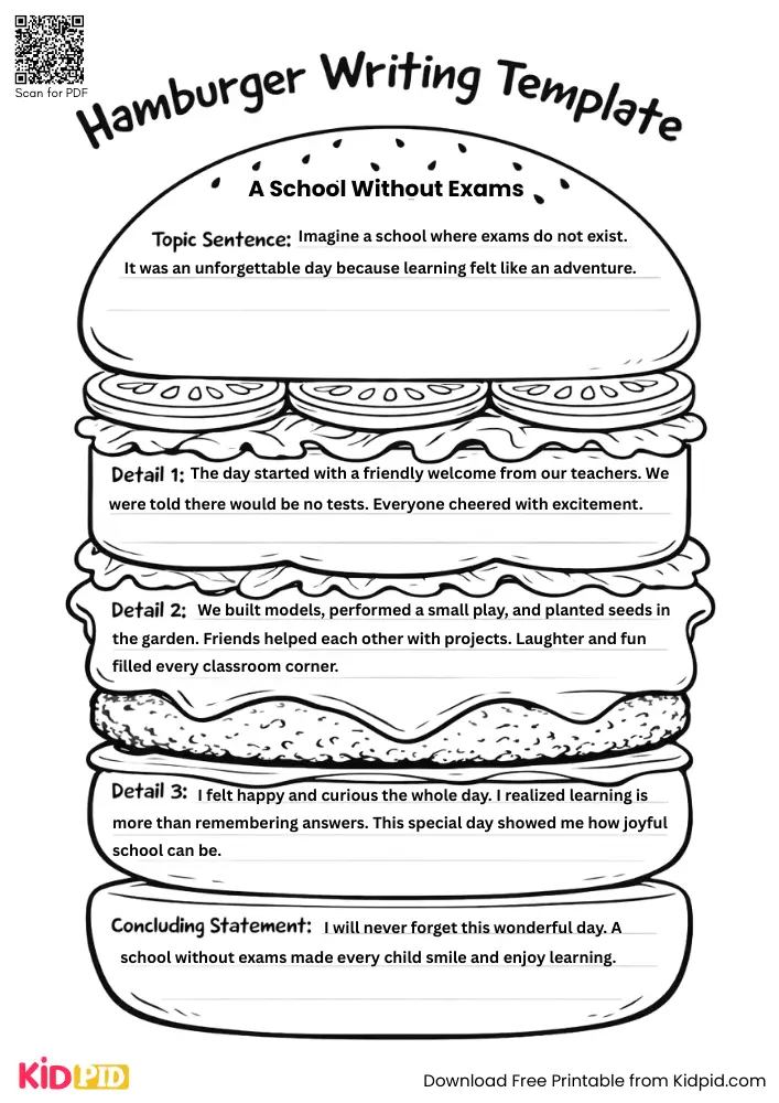 Hamburger Paragraph on 'A School Without Exams' (Free Template)