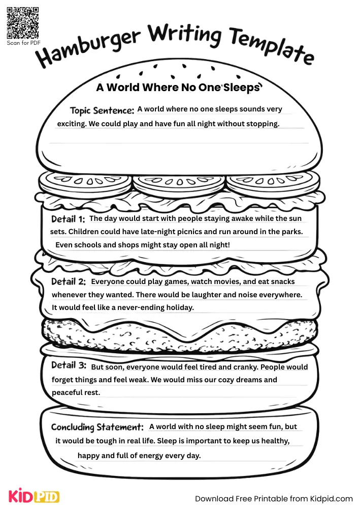 Hamburger Paragraph on 'A World Where No One Sleeps' (Free Template)