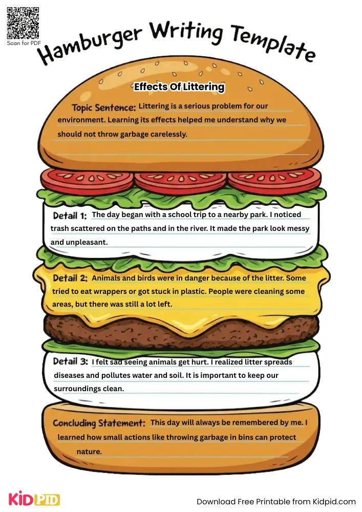 Hamburger Paragraph on 'Effects of Littering' (Free Template)