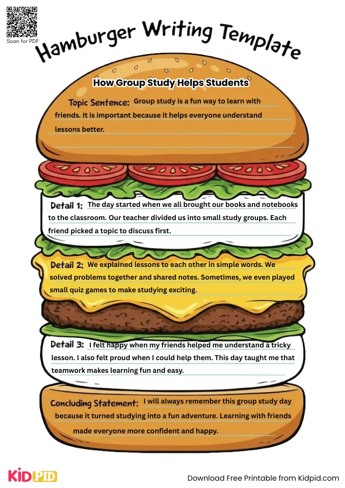 Hamburger Paragraph on 'How Group Study Helps Students' (Free Template)
