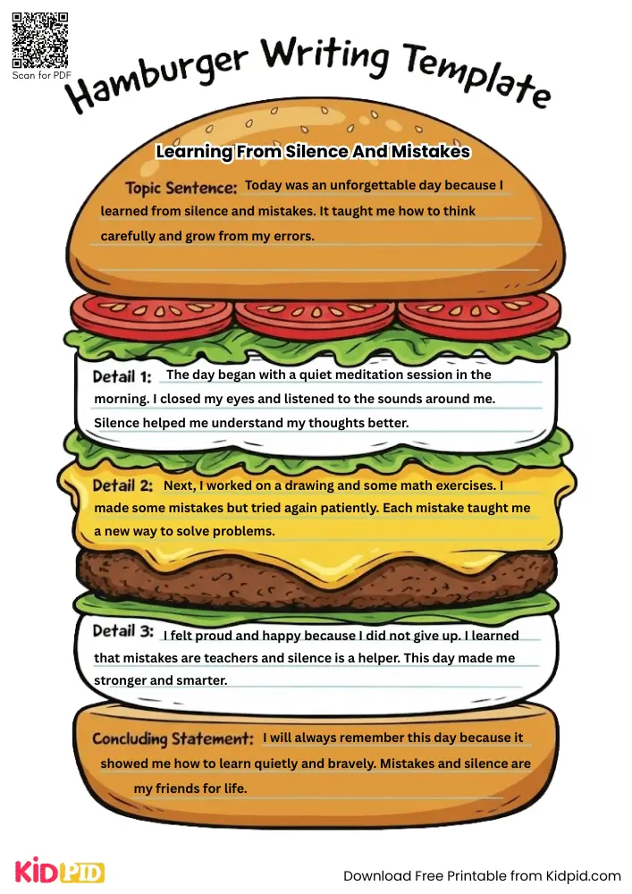 Hamburger Paragraph on 'Learning from Silence and Mistakes' (Free Template)