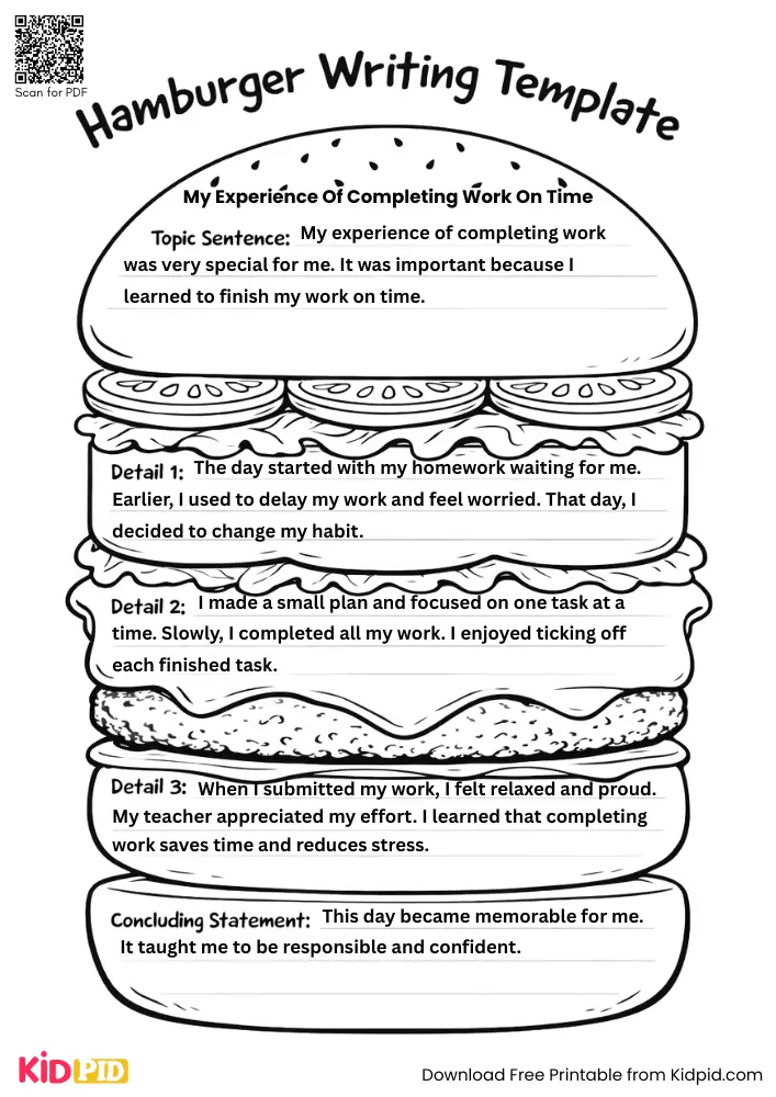 Hamburger Paragraph on 'My Experience of Completing Work' (Free Template)