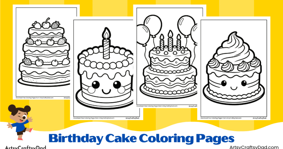 Happy Birthday Cake Coloring Pages for Kids