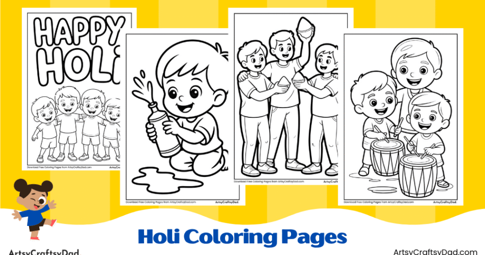 Printable Holi Coloring Pages for Children