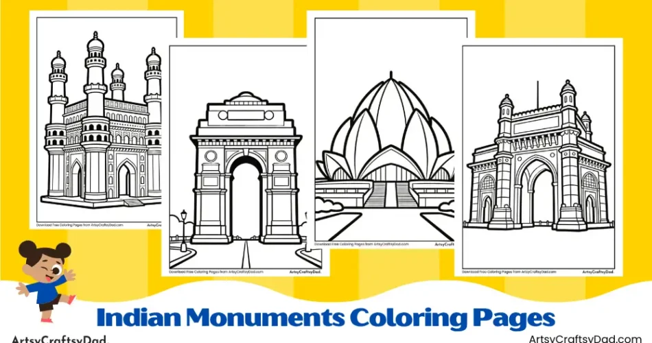 Indian Monuments Coloring Pages for Kids