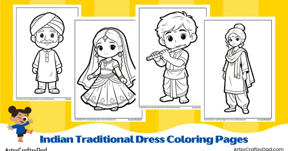 Indian Traditional Dress Coloring Pages for Kids