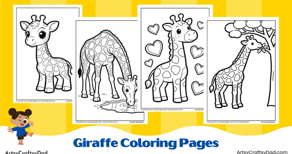 Jungle Giraffe Coloring Pages for Children