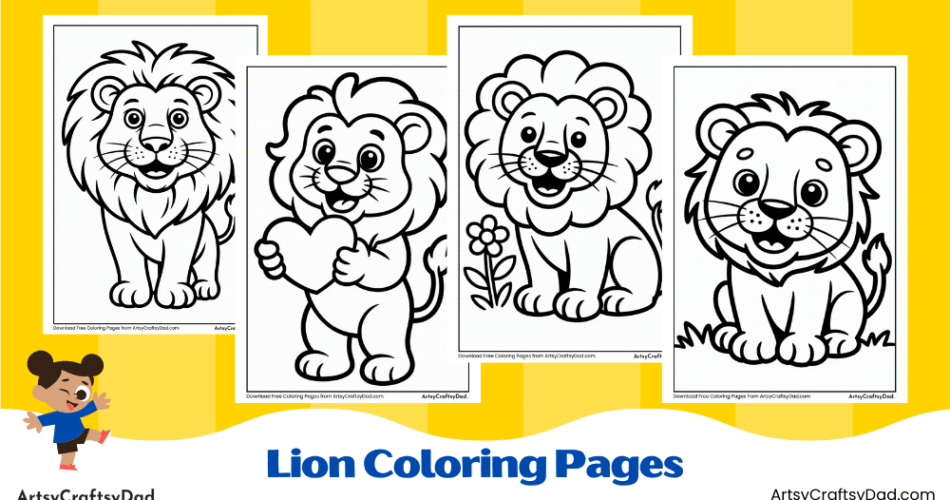 Adorable Lion Coloring Pages Printable for Kids