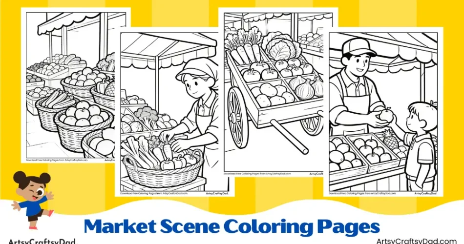 Market Scene Coloring Pages for Kids