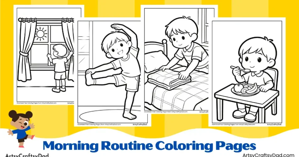 Morning Routine Coloring Pages for Kids