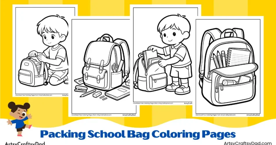 Packing School Bag Coloring Pages for Kids