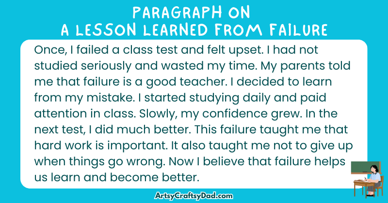 Essay & Paragraph on A Lesson Learned from Failure for Grades 4 to 10