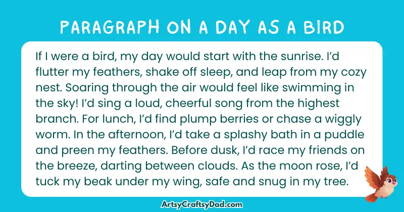 Essay & Paragraph on A Day as A Bird for Grades 2 to 10