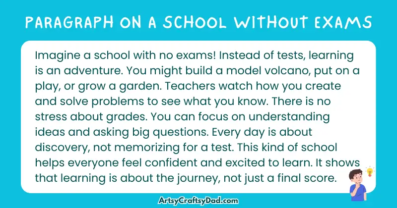 Essay & Paragraph on A School Without Exams for Grades 3 to 10