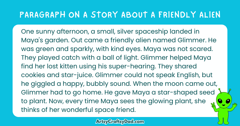 Essay & Paragraph on A Story About a Friendly Alien for Grades 2 to 10