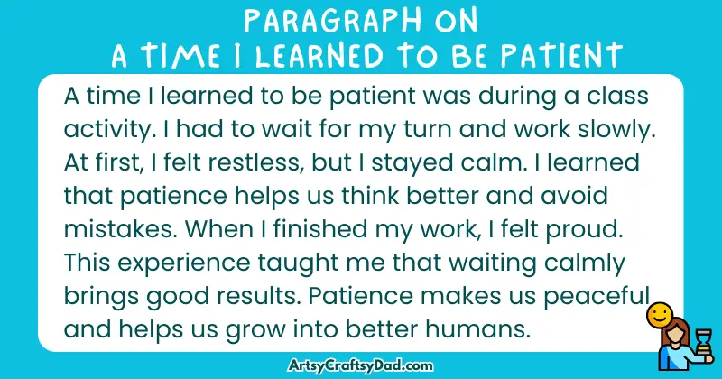 Essay & Paragraph on A time I Learned to Be Patient for Grades 4 to 10