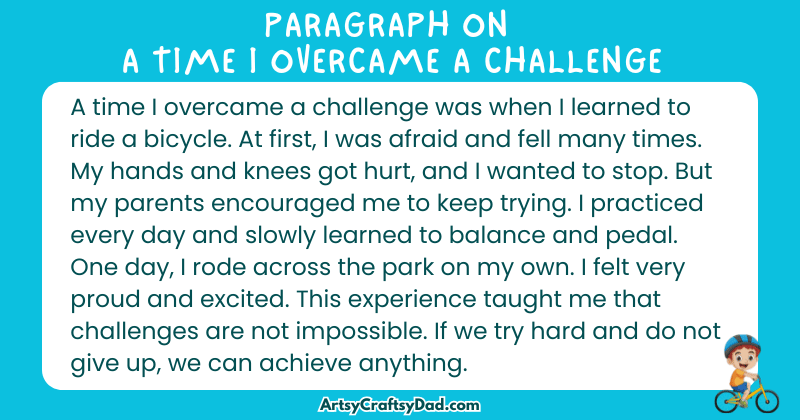 Essay on A Time I Overcame a Challenge for Grades 3 to 10