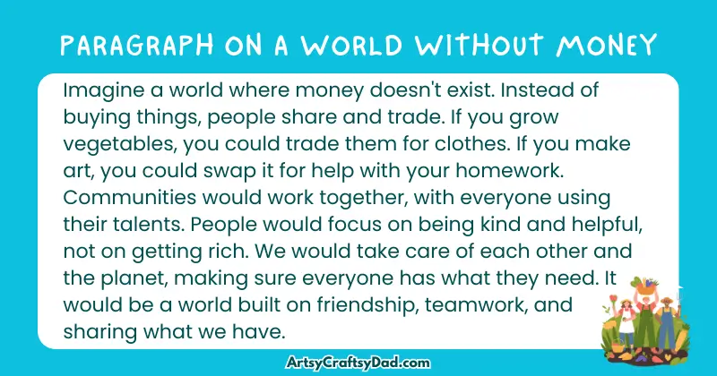 Essay & Paragraph on A World Without Money for Grades 3 to 10