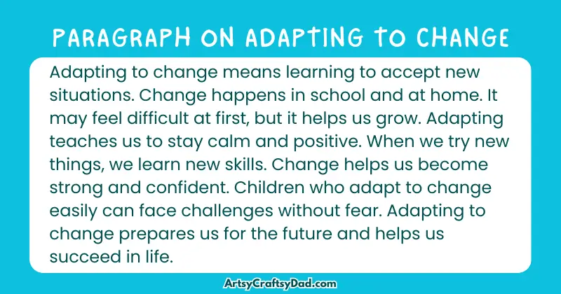 Essay & Paragraph on Adapting to Change for Grades 4 to 10