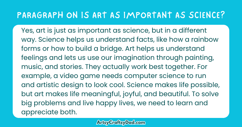 Essay & Paragraph on Is Art as Important as Science? for Grades 3 to 10