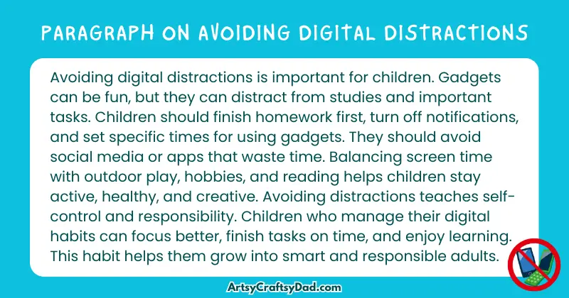 Essay & Paragraph on Avoiding Digital Distractions for Grades 3 to 10