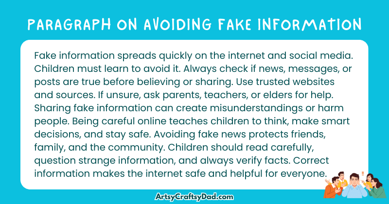 Essay & Paragraph on Avoiding Fake Information for Grades 4 to 10