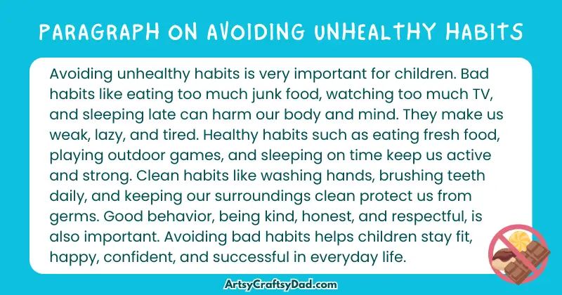 Essay & Paragraph on Avoiding Unhealthy Habits for Grades 2 to 10