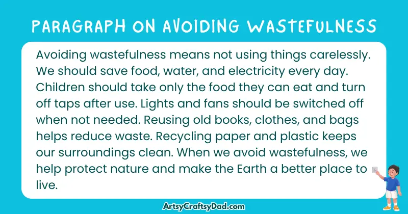 Long Paragraph on 'Avoiding Wastefulness' - 100 Words for Grade 4