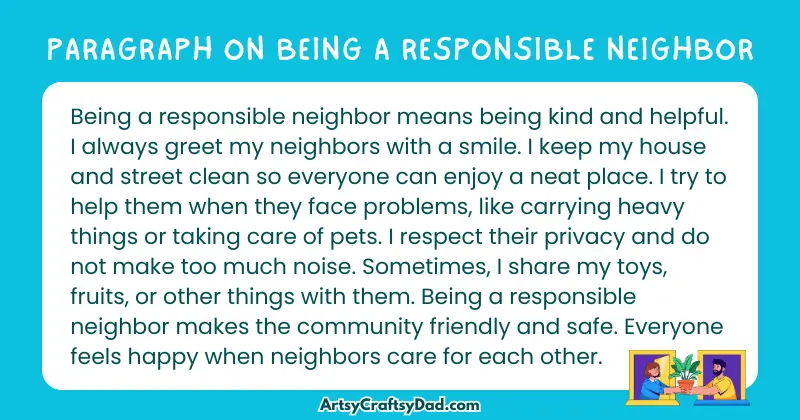 Essay & Paragraph on Being a Responsible Neighbor for Grades 3 to 10