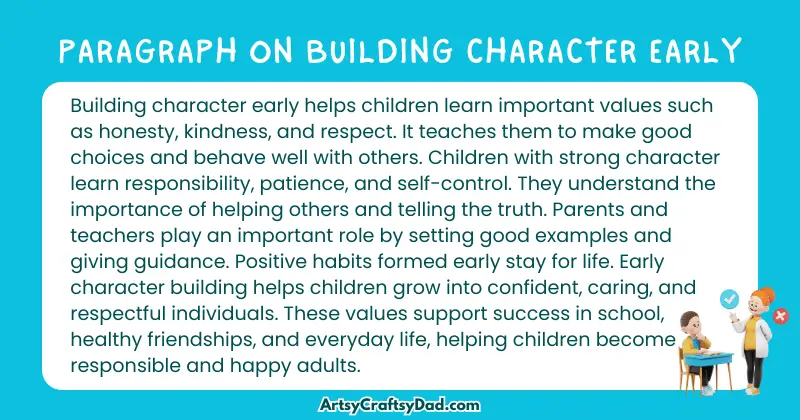 Essay & Paragraph on Building Character Early for Grades 4 to 10