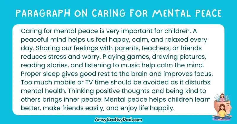 Essay & Paragraph on Caring for Mental Peace for Grades 3 to 10