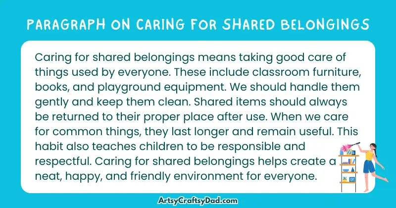 Essay & Paragraph on Caring for Shared Belongings for Grades 3 to 10