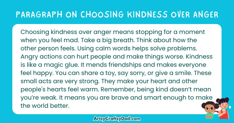 Essay & Paragraph on Choosing Kindness Over Anger for Grades 2 to 10 Students