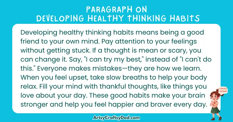 Essay & Paragraph on Developing Healthy Thinking Habits for Grades 2 to 10 Students