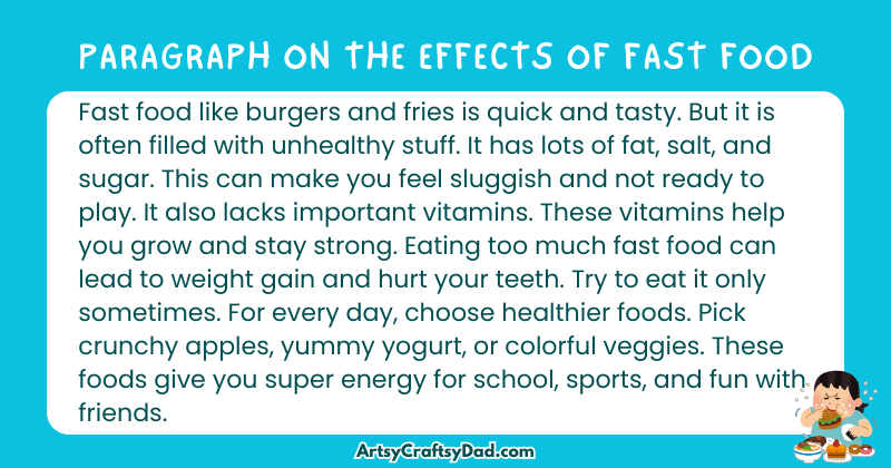 Essay & Paragraph on The Effects of Fast Food for Grades 3 to 10