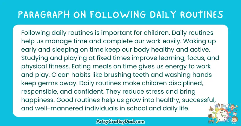 Essay & Paragraph on Following Daily Routines for Grades 2 to 8