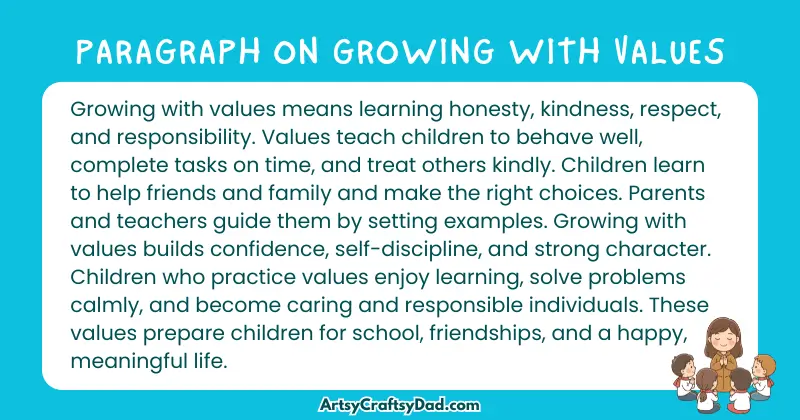 Long Paragraph on 'Growing with Values' - 100 Words for Grade 5