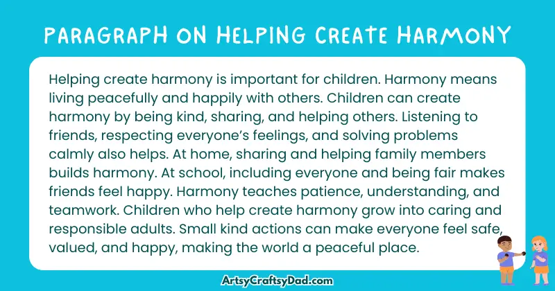 Long Paragraph on 'Helping Create Harmony' - 100 Words for Grade 5