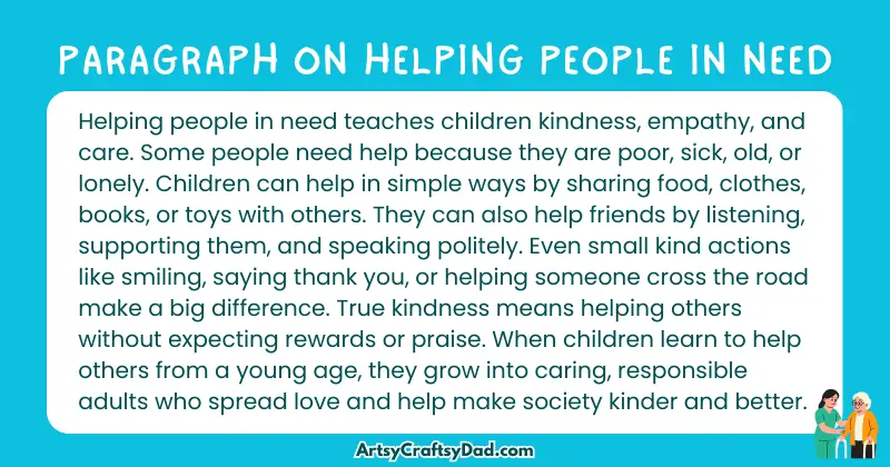 Essay & Paragraph on Helping People in Need for Grades 3 to 10