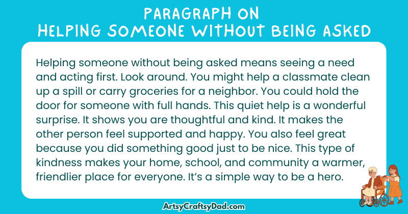 Essay & Paragraph on Helping Someone Without Being Asked for Grades 2 to 10
