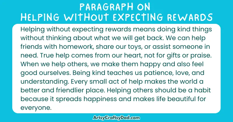 Essay & Paragraph on Helping Without Expecting Rewards for Grades 2 to 8