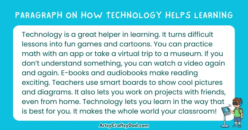 Long Paragraph on 'How Technology Helps Learning' - 100 Words for Grade 4