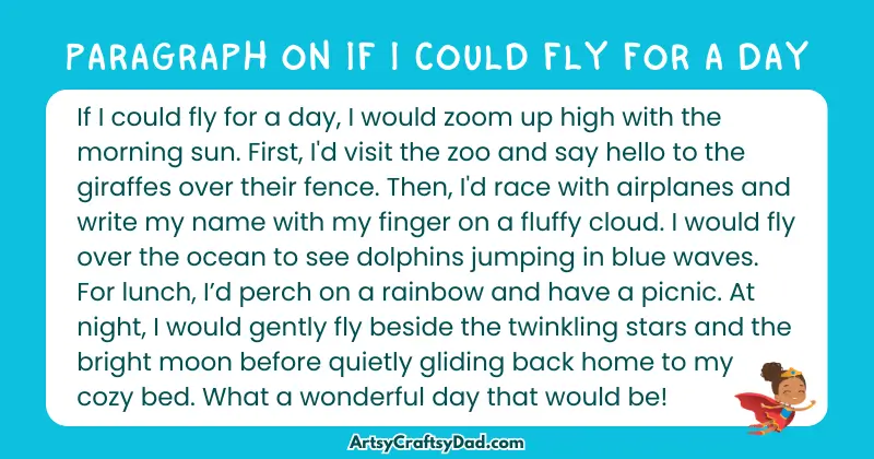 Essay & Paragraph on If I Could Fly for A Day for Grades 3 to 10 Students