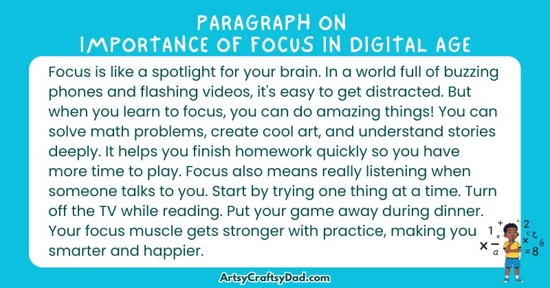 Essay & Paragraph on Importance of Focus in Digital Age for Grades 3 to 10