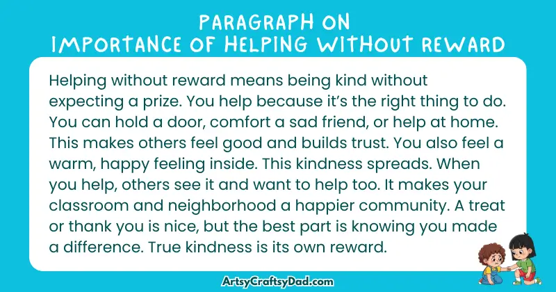 Essay & Paragraph on Importance of Helping Without Reward for Grades 3 to 10