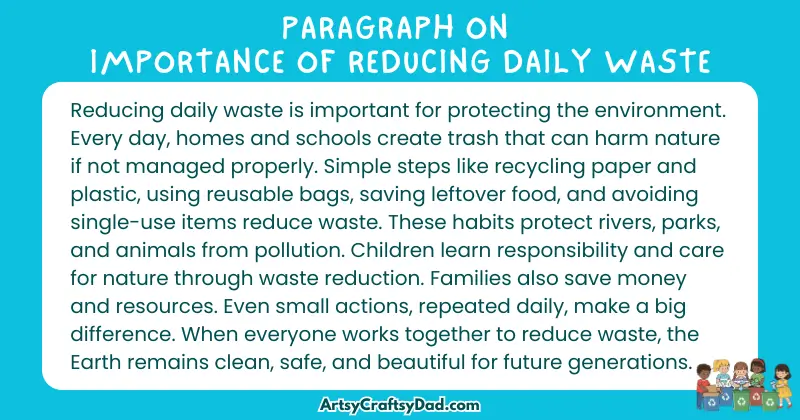 Long Paragraph on 'Importance of Reducing Daily Waste ' - 100 Words for Grade 4