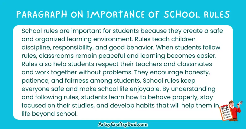 Long Paragraph on 'Importance of School Rules' - 100 Words for Grade 4