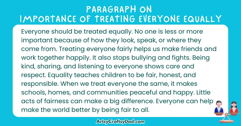 Essay & Paragraph on Importance of Treating Everyone Equally for Grades 3 to 9 Students