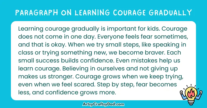 Essay & Paragraph on Learning Courage Gradually for Grades 4 to 10