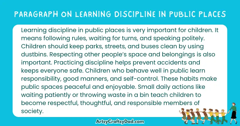 Essay & Paragraph on Learning Discipline in Public Places for Grades 3 to 10